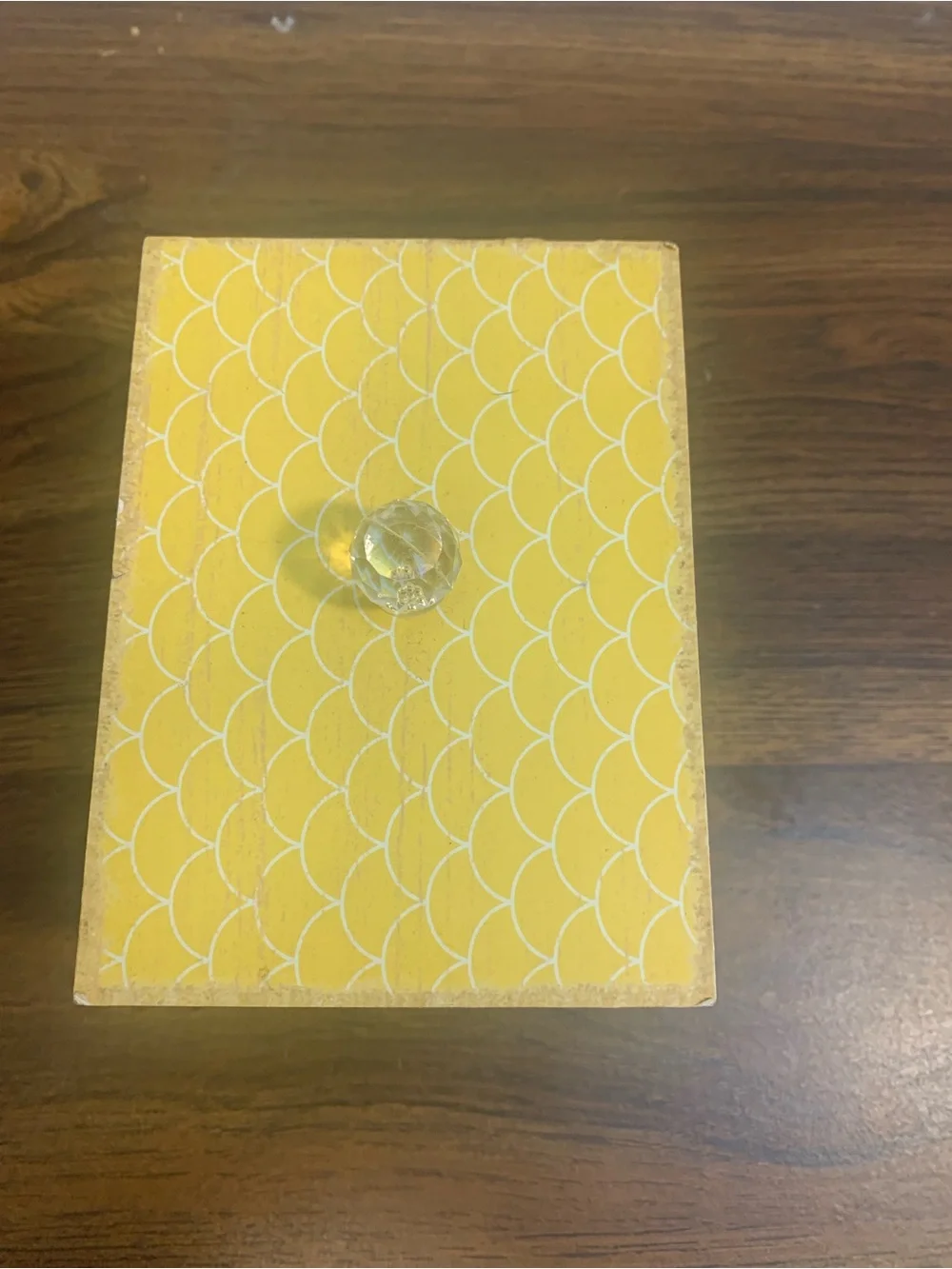 Vintage Wooden Cottagecore Grandma Recipe Box with Yellow Lid Blue/Green/Pink